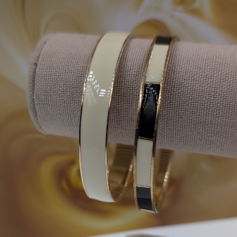 J. Crew Cream, Gold and Black Bracelet Set with Elegant Design